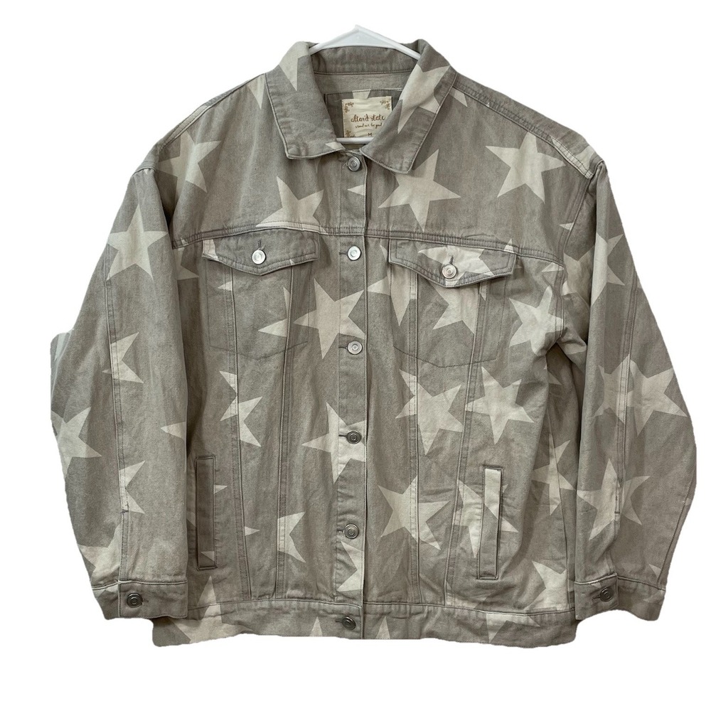 Alter'd State Star Jacket Womens Medium‎ Gray Denim